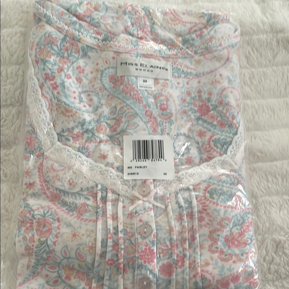 Miss Elaine Women's Paisley Nightgown - Pink and Blue - Picture 2 of 10